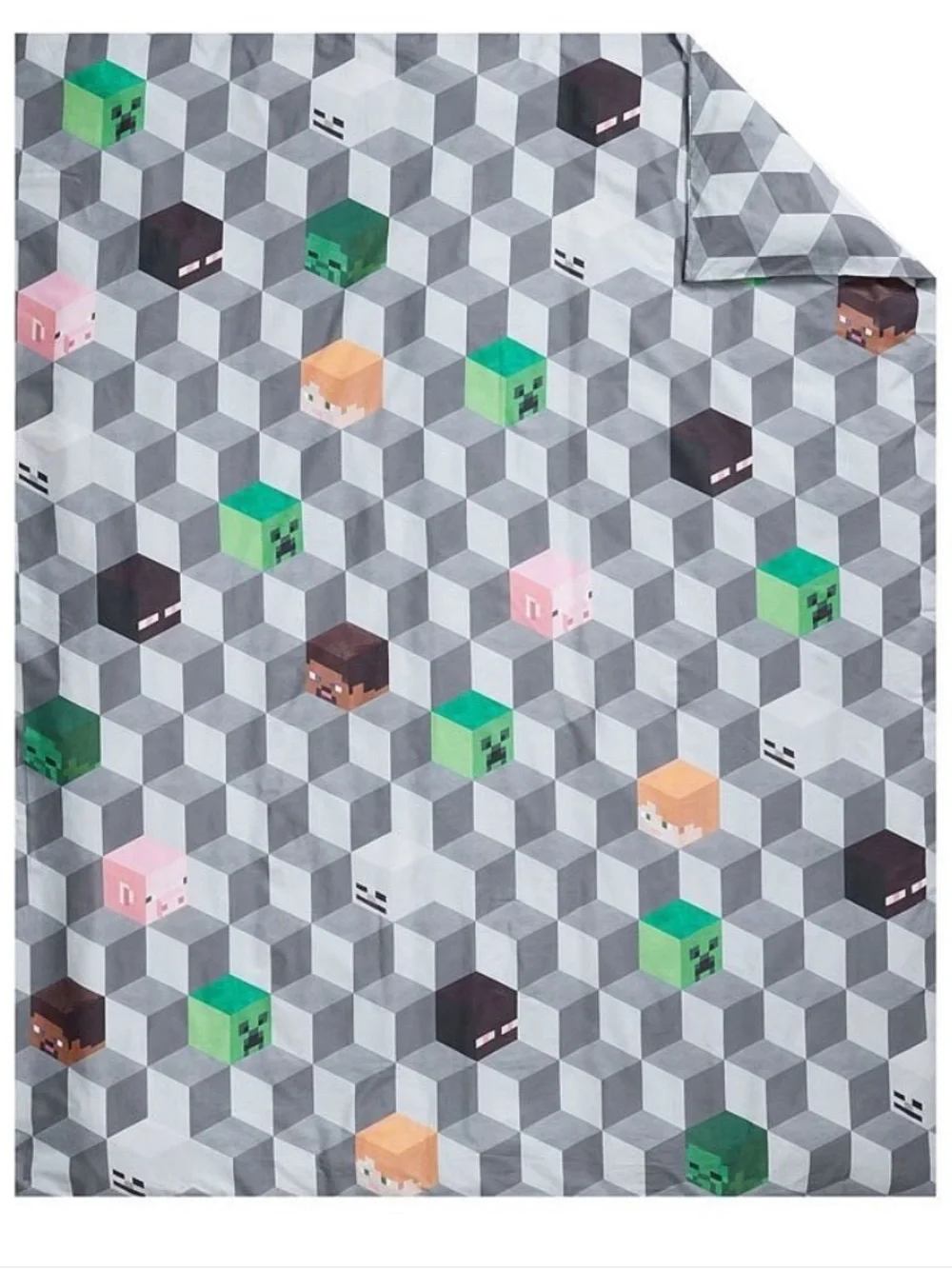 NEW Pottery Barn Kids Organic Cotton  MINECRAFT Duvet Cover Full Queen F/Q Pixel